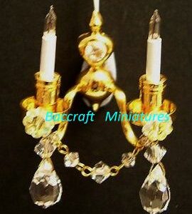 Dolls house wall light, twin crystal